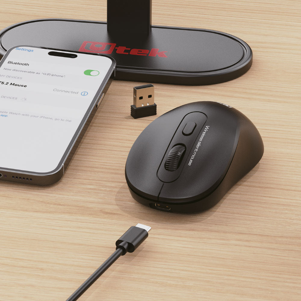 Mouse inalámbrico 2,4Ghz + Bluetooth recargable USB C color negro / UT-MO750R