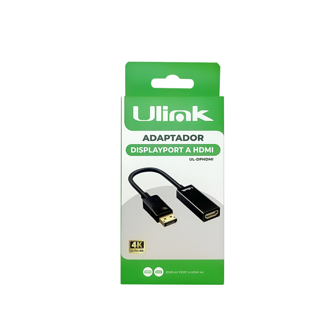 Adaptador de video Display Port Macho a HDMI 4K hembra color negro / mod. UL-DPHDMI