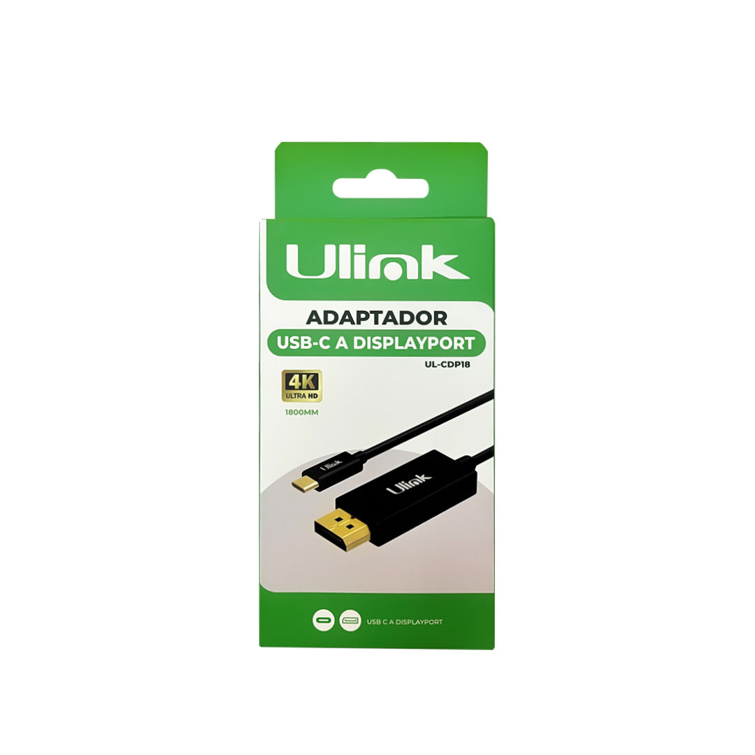 Cable USB C a Display port 4K60Hz con cable 1,8mts / UL-CDP18