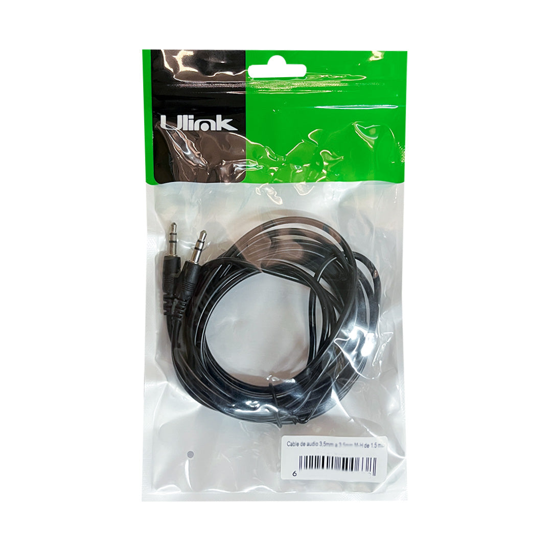 Cable de audio 3,5mm a 3,5mm M-M de 3 mts