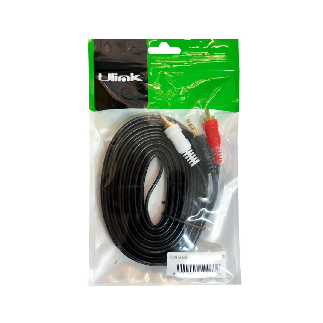Cable de audio 3,5mm a 2 RCA de 1,5 mts