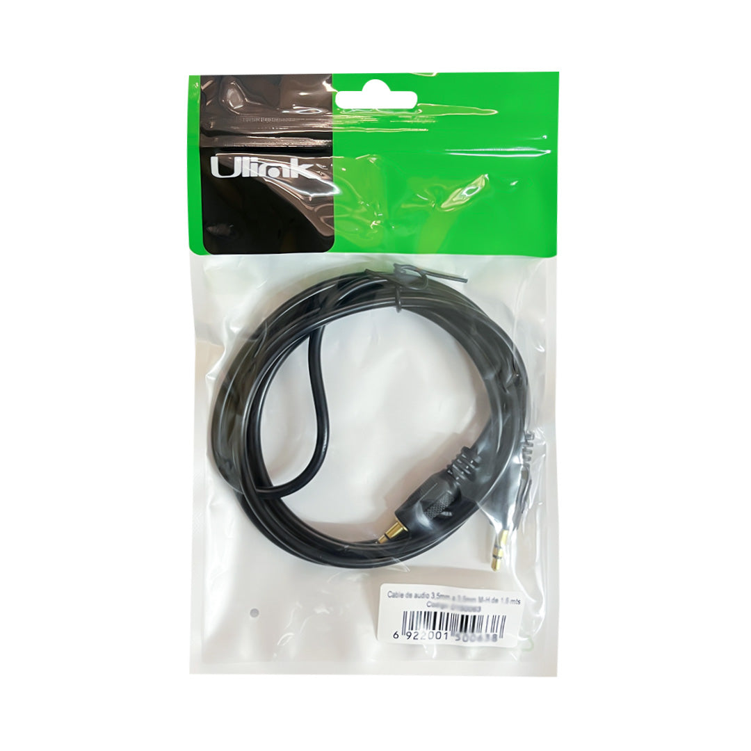 Cable de audio 3,5mm a 3,5mm M-M de 0,5 mts