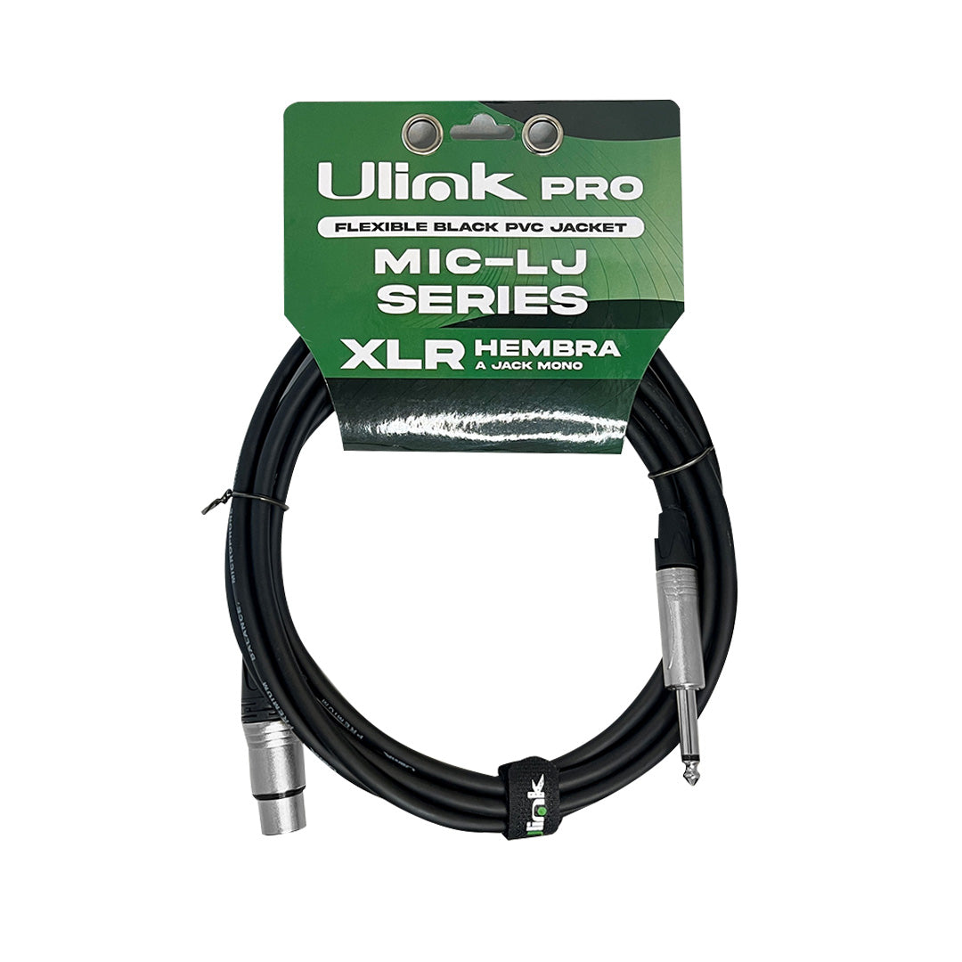 Cable de audio XLR hembra a Jack mono de 6 mts / UL-MIC-LJ6006