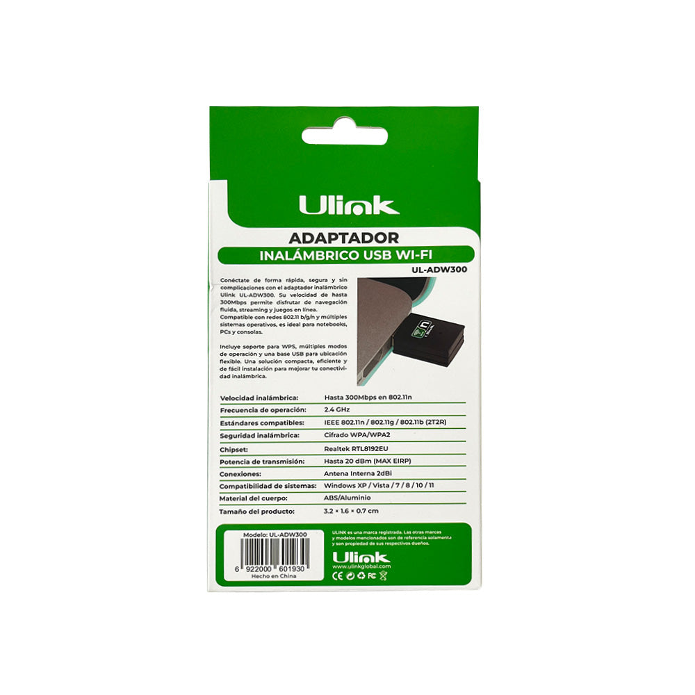 Adaptador USB wifi 300mps / UL-ADW300