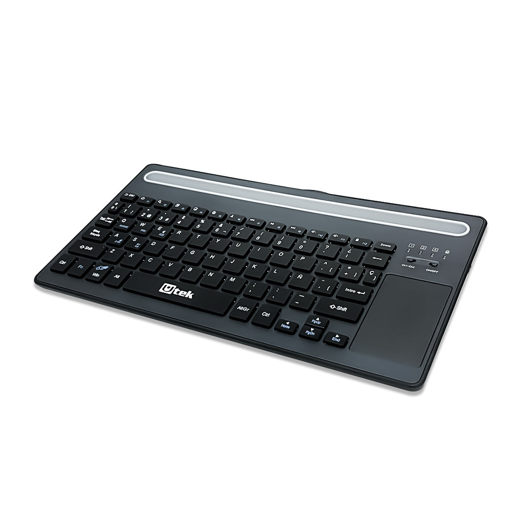 Teclado inalambrico Bluetooth y 2,4Ghz con touchpad, recargable y slot para tablet / UT-KBBT900P