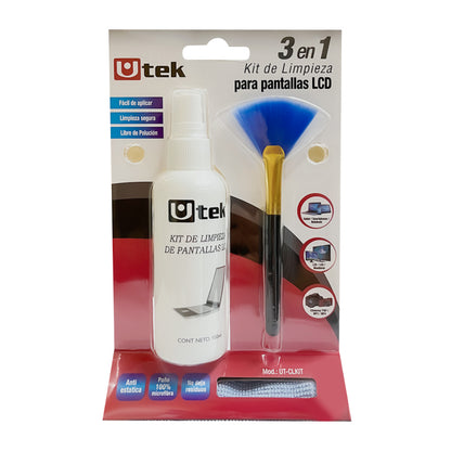 Kit de limpieza 3 en 1 (liquido 100ml, escobilla y paño de microfibra) / mod. UT-CLKIT