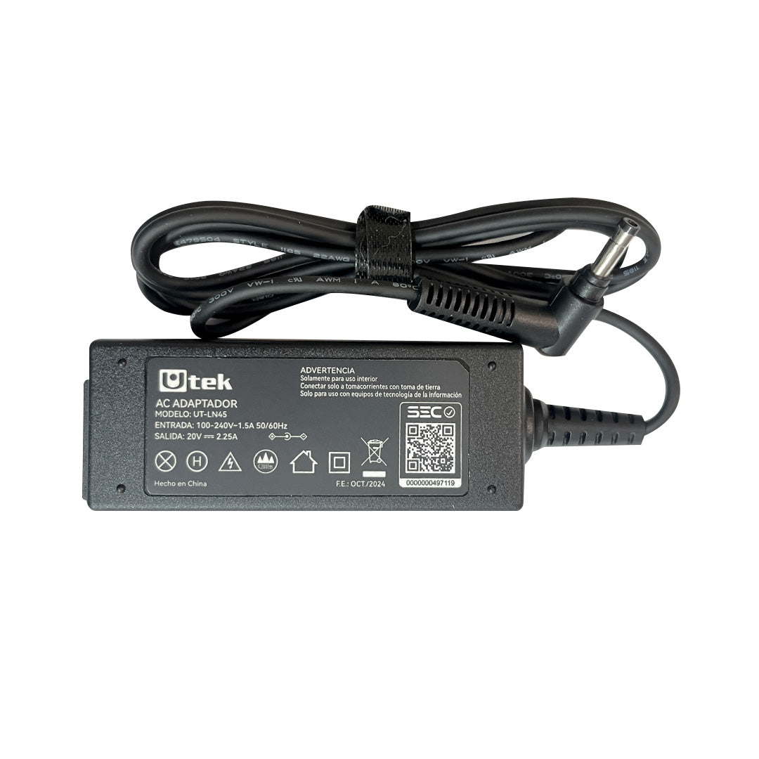 Adaptador de energia LENOVO 20V 2,25A 4,0*1,7mm certificado / mod. UT-LN45