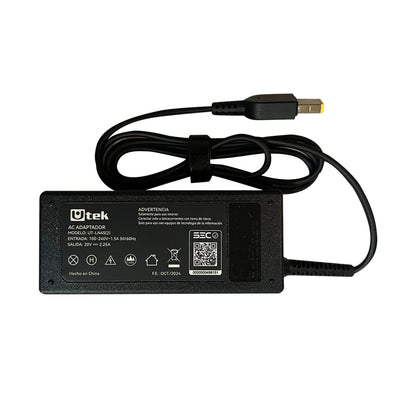 Adaptador de energia LENOVO 20V 2,25A pin rectangular certificado / mod. UT- LN45(2)