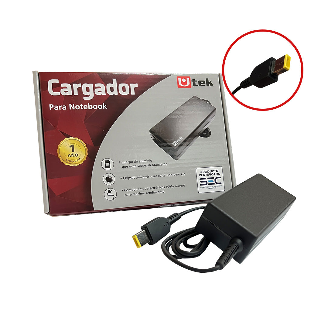 Adaptador de energia LENOVO 20V 2,25A pin rectangular certificado / mod. UT- LN45(2)