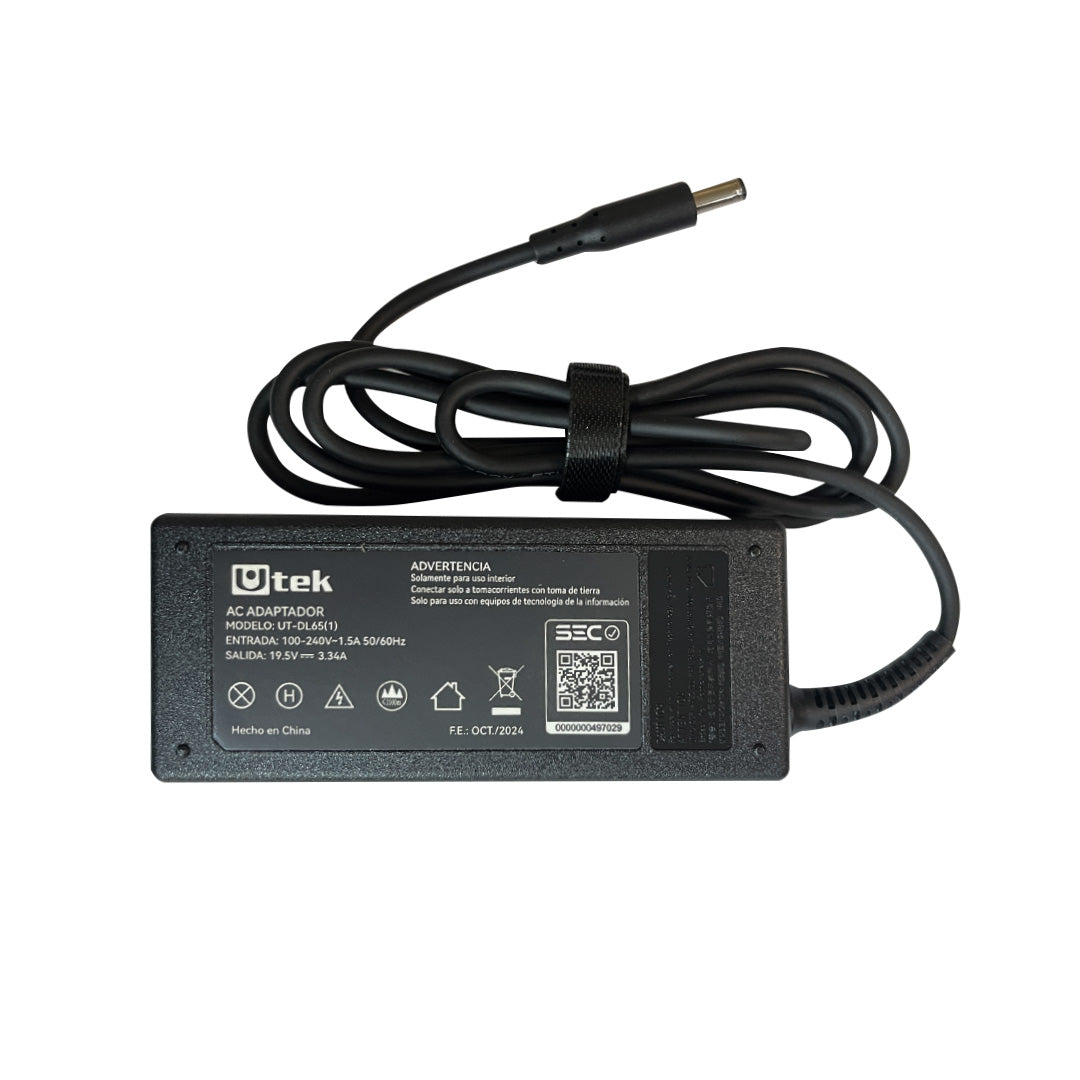 Adaptador de energia DELL 19,5V 3,34A 4,5*3,0mm pin interior certificado / mod. UT-DL65(1)