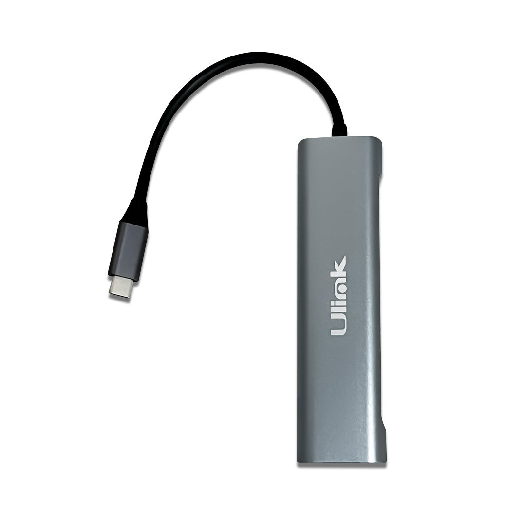 Adaptador multipuerto USB C 5 en 1 , USB3.0*3, SD*1 , MicroSD*1 , aluminio / UL-ADC530RD