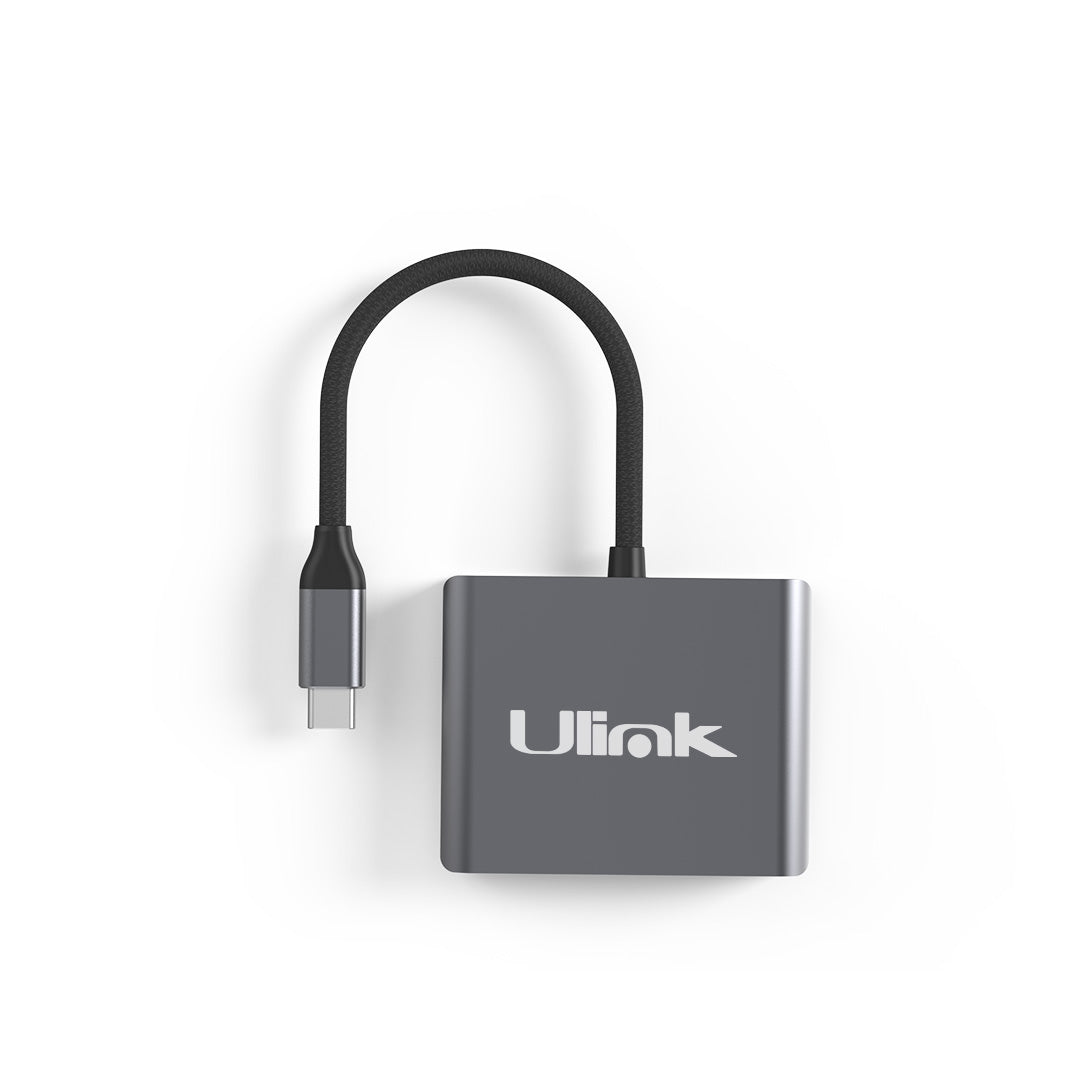Adaptador multipuerto USB C 2 en 1 , HDMI*2, aluminio / UL-ADC201V