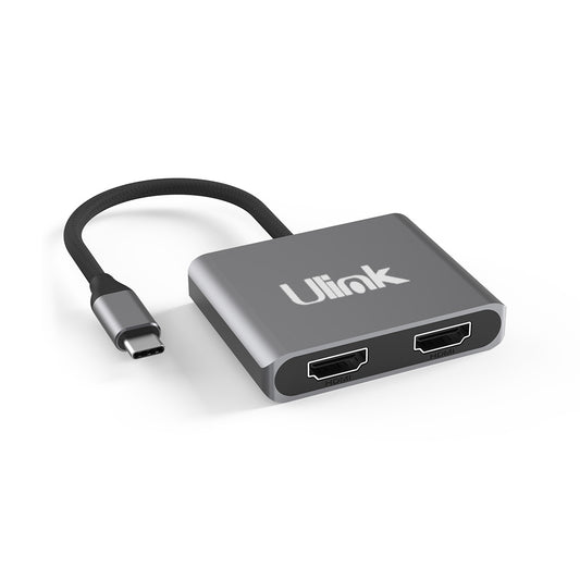 Adaptador multipuerto USB C 2 en 1 , HDMI*2, aluminio / UL-ADC201V