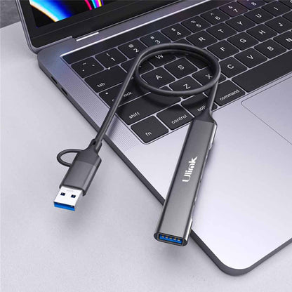 HUB 4 puertos USB 3.0 A/C de 3*USB C + 1*USB3.0 , aluminio / mod. UL-HUBAC204