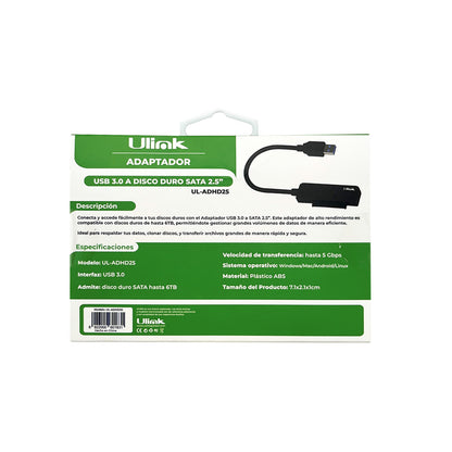 Adaptador USB 3,0 a SATA para discos 2,5"/ UL-ADHD25