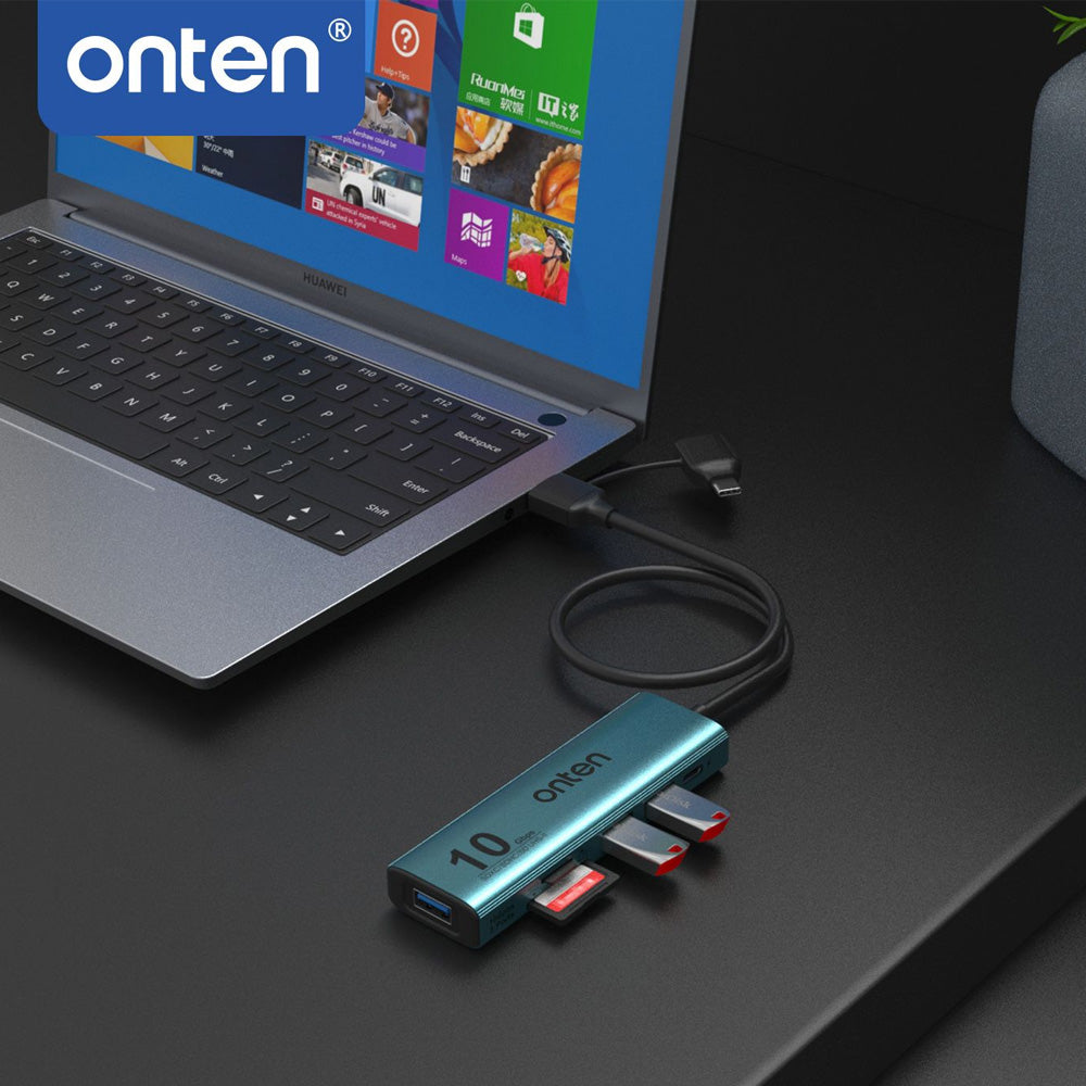 Adaptador multipuerto USB A+C 5 en 1 3xUSB3.0 10Gbps, SD+micro SD 4.0, USB C / OTN-UCA613+