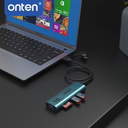 Adaptador multipuerto USB A+C 5 en 1 3xUSB3.0 10Gbps, SD+micro SD 4.0, USB C / OTN-UCA613+