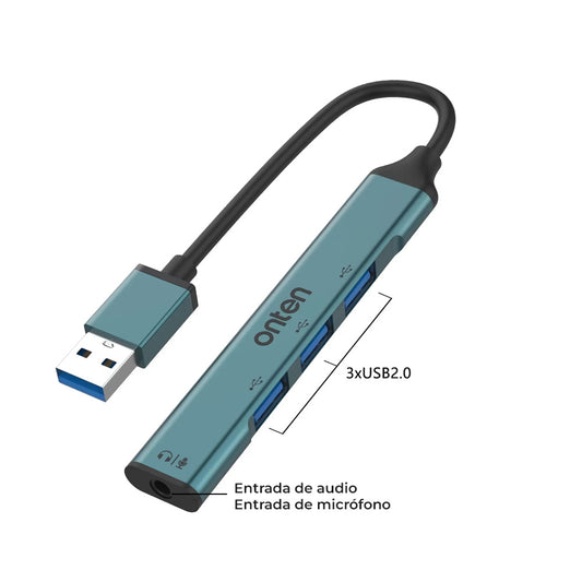 Adaptador de audio USB 3.0 + 3xUSB2.0 / OTN-5706