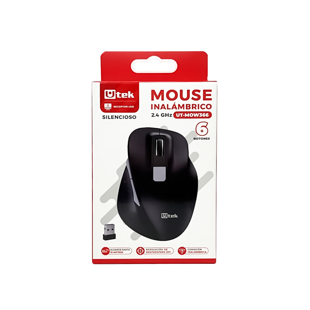 Mouse inalámbrico 2,4Ghz , 6 botones, 1600dpi / UT-MOW366