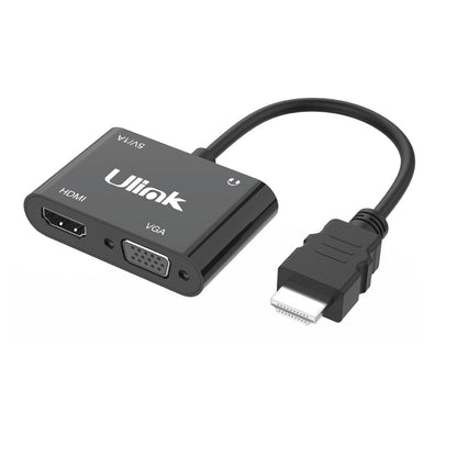 Conversor de HDMI a HDMI + VGA c/audio + microUSB / mod. UL-CV3500HV
