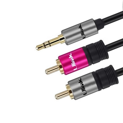 Cable de audio 3,5mm a 2 RCA de 1,8 mts de alta fidelidad, conectores dorados y presentación retail / mod. UL-PROAD352RC
