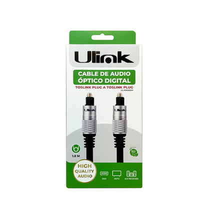 Cable de audio optico digital coaxial Toslink con conectores dorados y presentación retail / mod. UL-PROADOP
