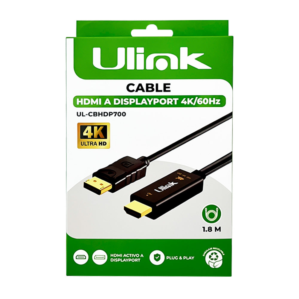 Cable HDMI a Display port 4K de 1,8mts / UL-CBHDP700