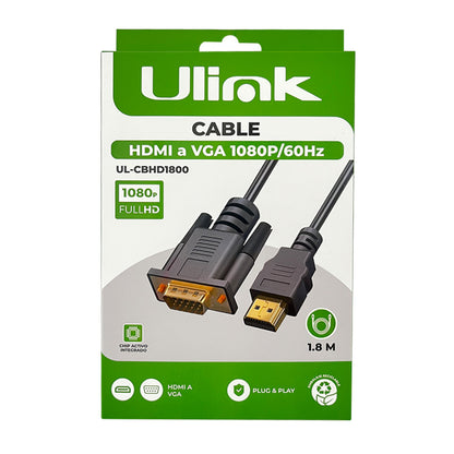 Cable HDMI a VGA de 1,8mts con chipset incorporado / UL-CBHD1800