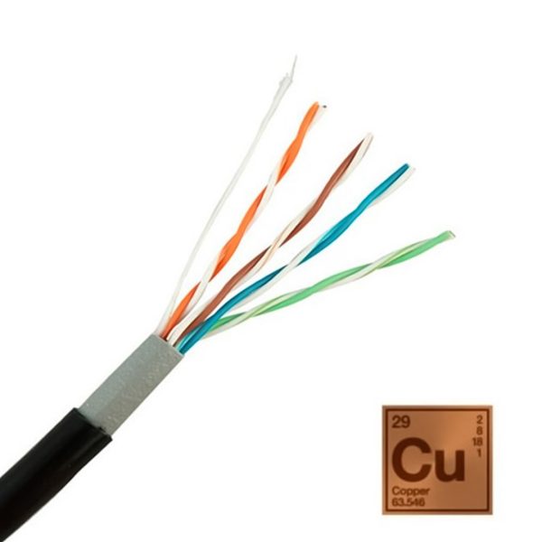 Cable de red exterior Cat6, 24 AWG, 100% cobre, 4x2x0,52, caja de 100 mts