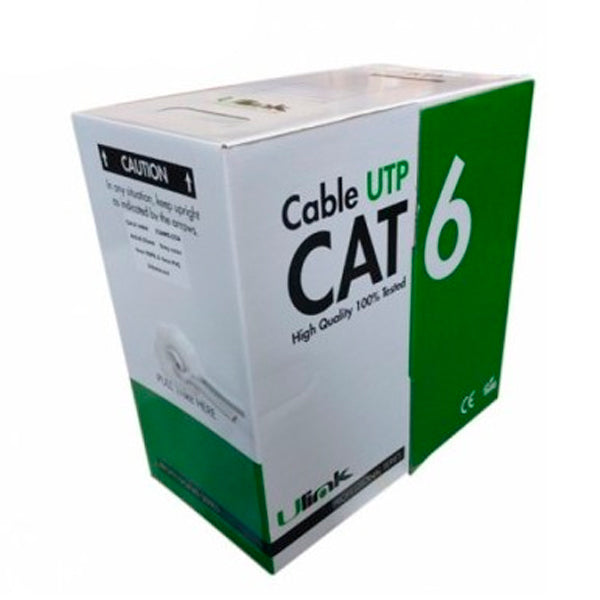 Cable de red exterior Cat6, 24 AWG, 100% cobre, 4x2x0,52, caja de 100 mts