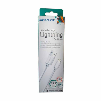 Cable Lightning certificado MFI para iPhone, iPad, iPod color blanco de 1,5 metros / mod. BL-CH200CE