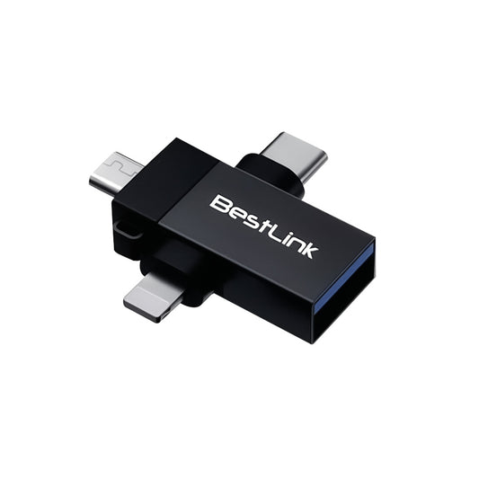 Adaptador OTG 3 en 1, microUSB + USBC + lightning a USB Hembra / BL-ADOTG30