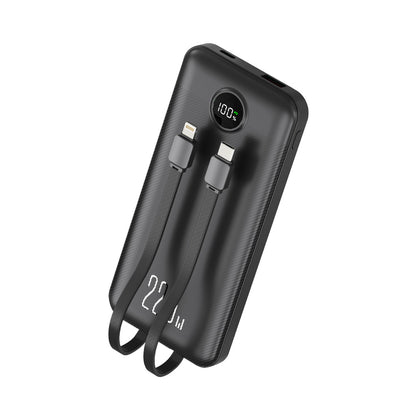Power bank 10.000mah carga rápida 22,5W, display y 2 cables integrados color negro / BL-PB10BQC