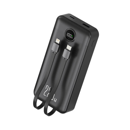Power bank 20.000mah carga rápida 22,5W, display y 2 cables integrados color negro / BL-PB20BQC