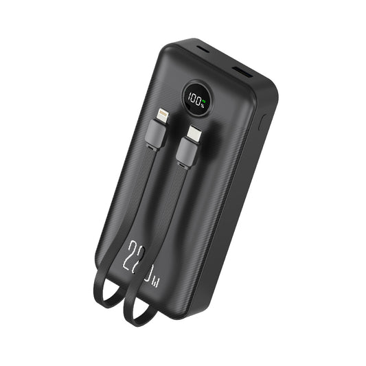 Power bank 20.000mah carga rápida 22,5W, display y 2 cables integrados color negro / BL-PB20BQC