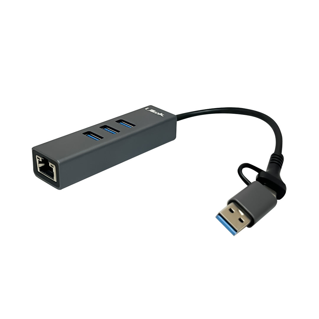 Adaptador USB tipo C/A a gigabit con 3 puertos USB 3.0 / mod.UL-GBHUB3