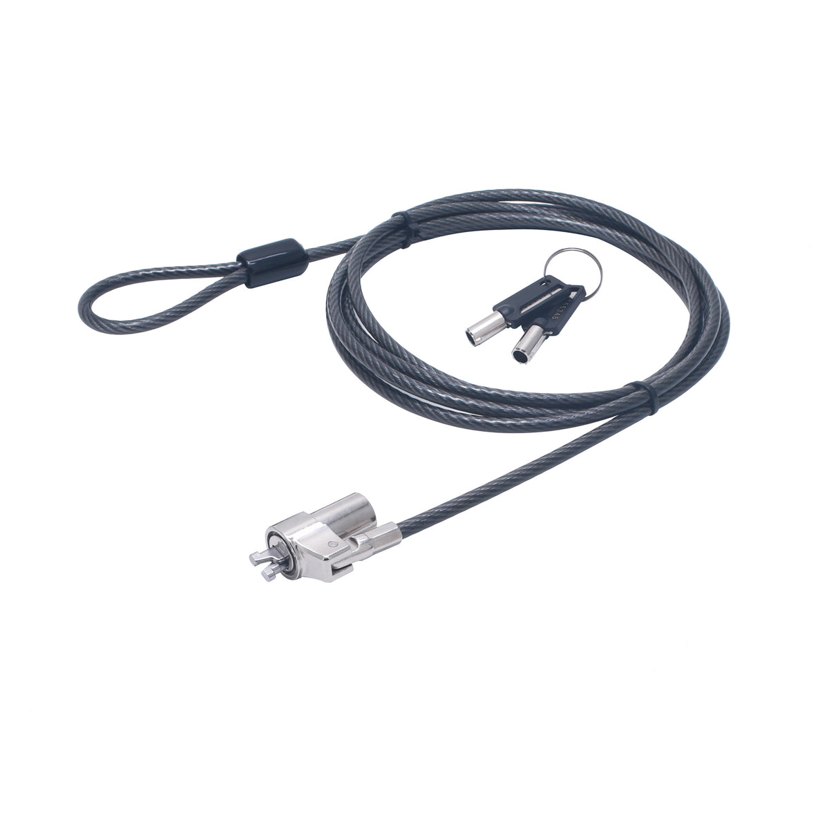 Candado para notebook slot NANO con llave, 1,8mts de largo y 4mm espesor / UT-LK080K