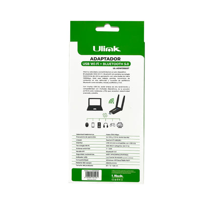 Adaptador USB wifi 1300mps + Bluetooth 5.0 / UL-ADW1300BT