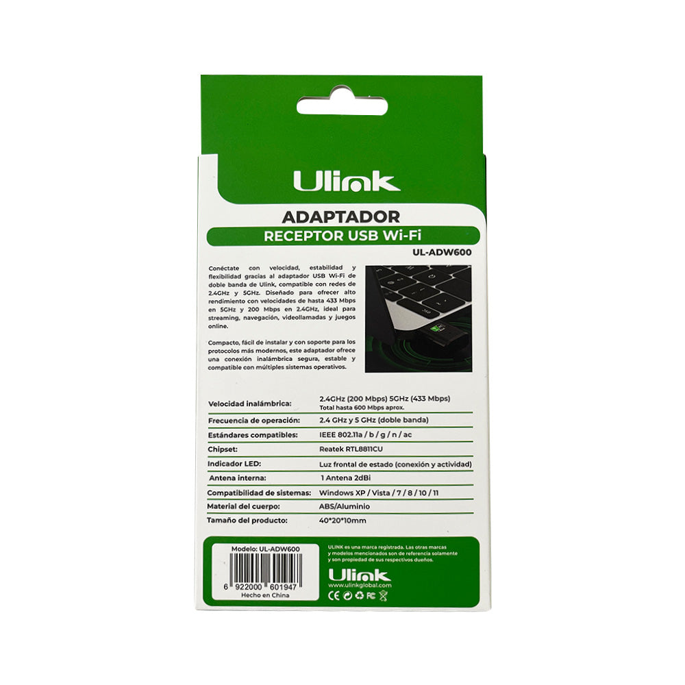 Adaptador USB wifi 600mps / UL-ADW600