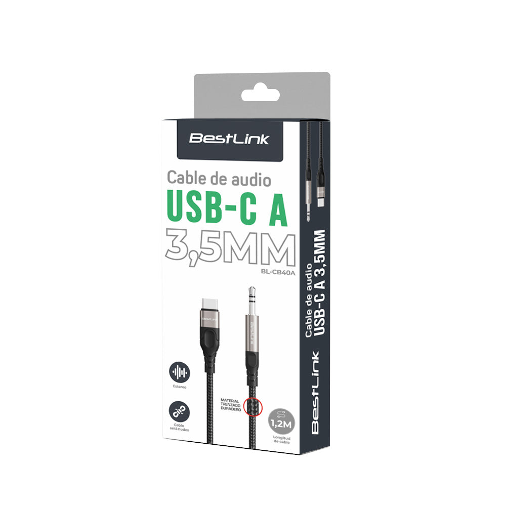 Cable de audio 3,5mm a USB C de 1,2mt / BL-CB40A