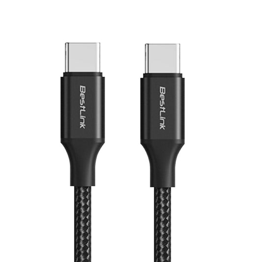 Cable cargador y sincronizador USB C - C 240W metalico trenzado color negro 1mt / BL-CHCBCM240
