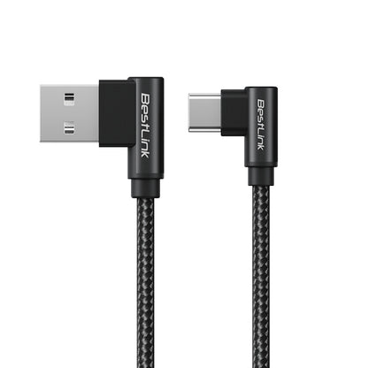 Cable cargador y sincronizador USB A - C 3A metalico trenzado en L color negro 1mt / BL-CHCBG55