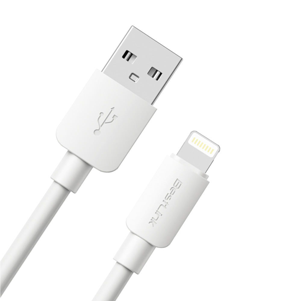Cable cargador y sincronizador USB A - L 2,4A color blanco PVC 1mt / BL-CHCBL400