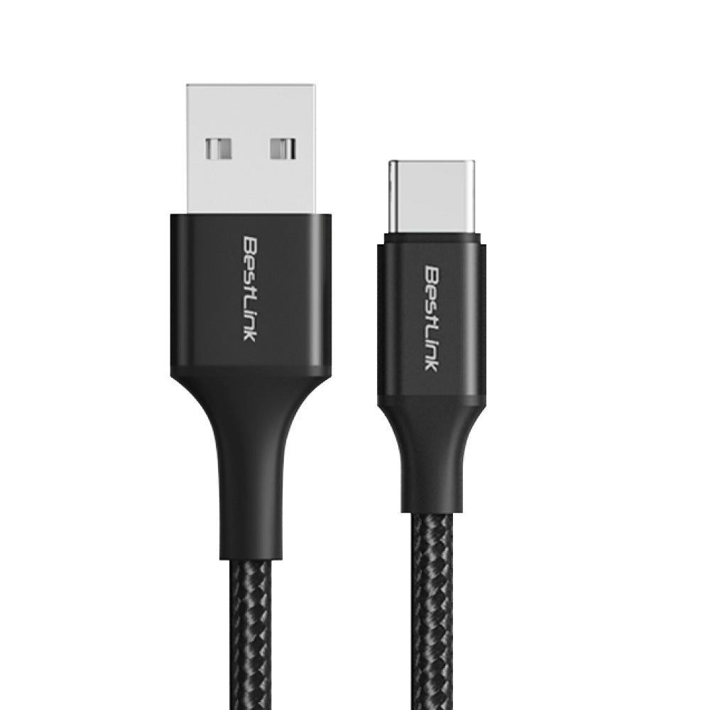 Cable cargador y sincronizador USB A - C 3A metalico trenzado color negro 1mt / BL-CHCBMC8