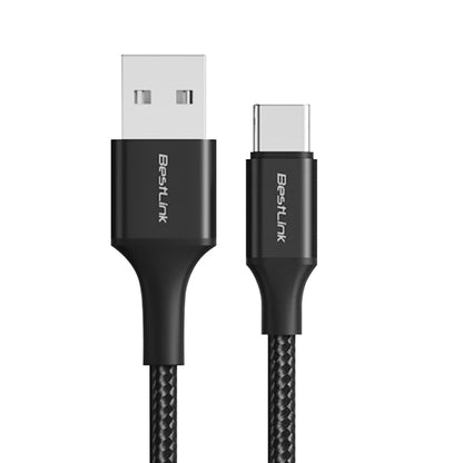 Cable cargador y sincronizador USB A - C 3A metalico trenzado color negro 1mt / BL-CHCBMC8