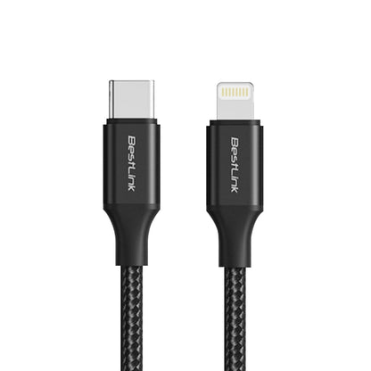 Cable cargador y sincronizador USB C - L 27W metalico trenzado color negro 1mt / BL-CHCBML27