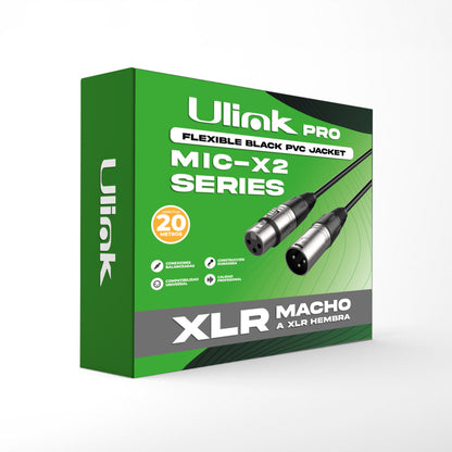 Cable de audio XLR macho hembra de 20 mts / UL-MIC-X2020