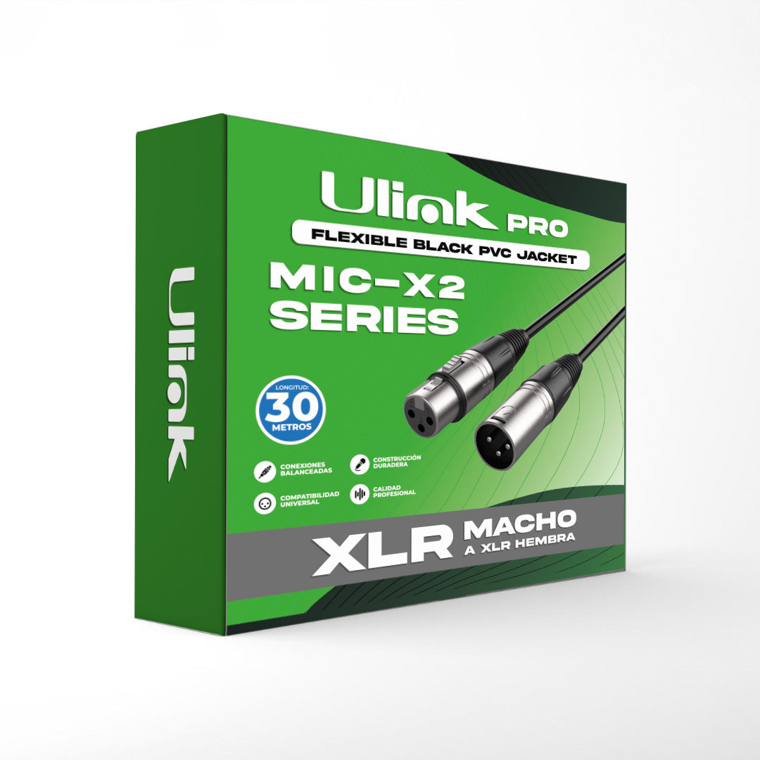 Cable de audio XLR macho hembra de 30 mts / UL-MIC-X2030