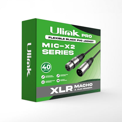 Cable de audio XLR macho hembra de 40 mts / UL-MIC-X2040