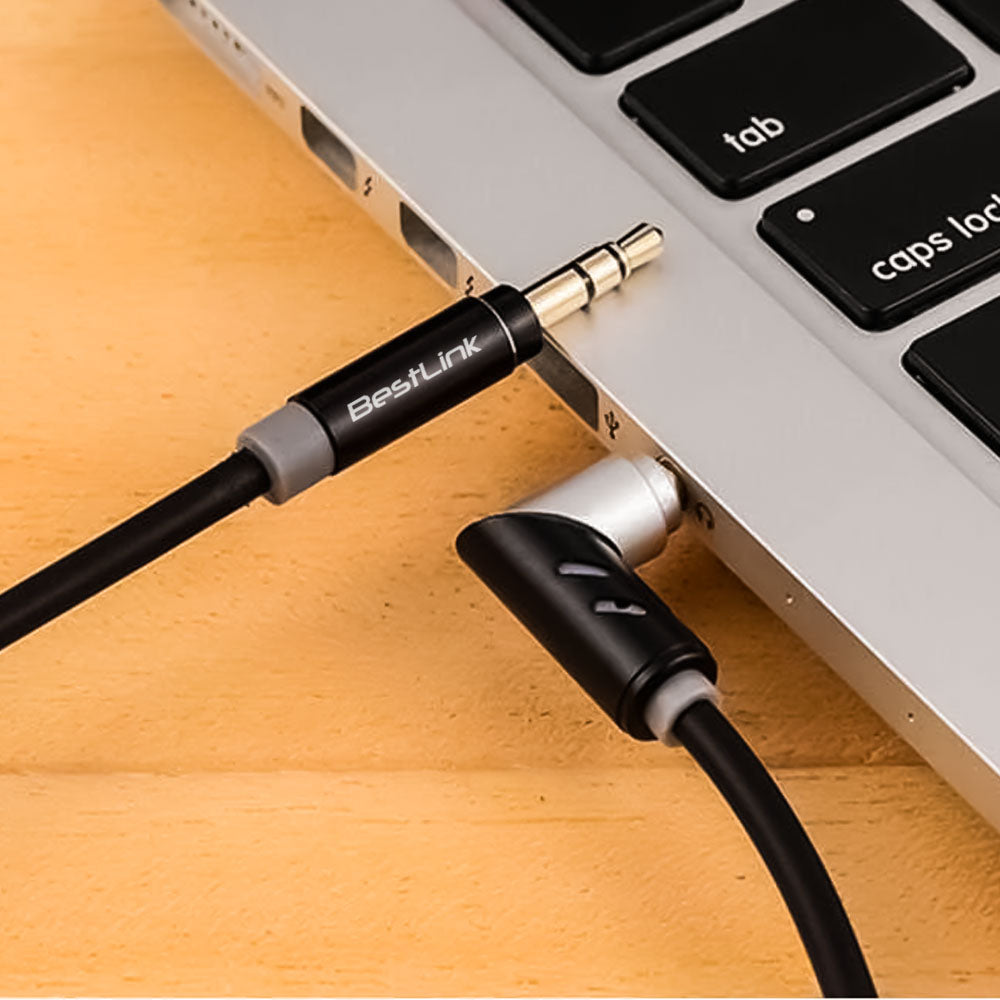 Cable de audio 1,5mt color negro con rotación en caja retail / BL-CB150